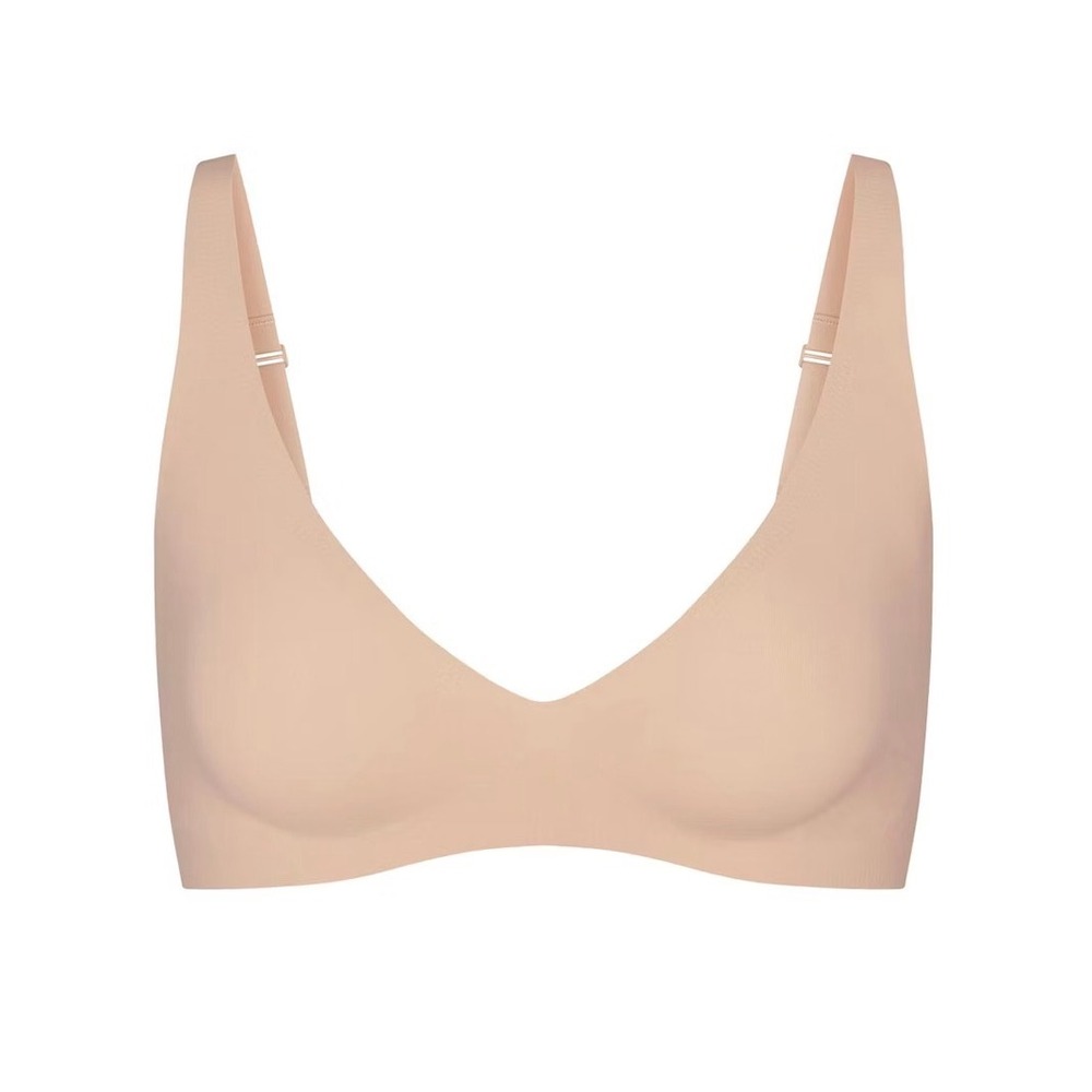 SKIMS Naked Plunge Bralette Wireless Bra Nude Taupe Minimalist Lounge Bra
